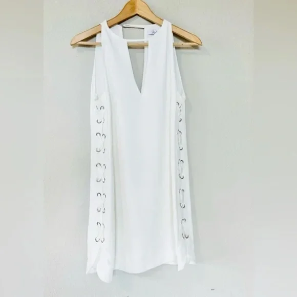 Parker Riviera Lace-Up Sides White Dress Keyhole Neck - Picture 6 of 15